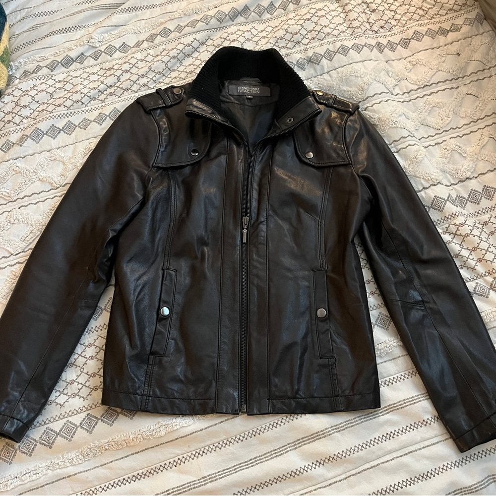 Kenneth Cole Real Leather Black Jacket Size Small
